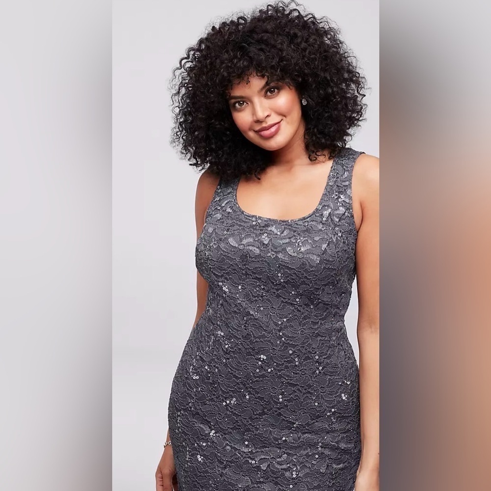 Alex Evenings Sparkly Formal Dress With Light Shaw Sweater - Picture 4 of 13